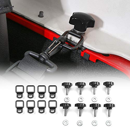 Product Cover CheroCar Hard Top Quick Removal Fastener Thumb Roof Screws Bolts Tie Down Anchor with Washers Kit for Jeep Wrangler Sports Sahara Rubicon X & Unlimited YJ TJ LJ JK JL 2/4Door 1987-2020 (Black 8PACK)...