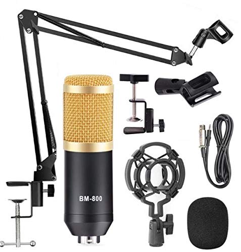 Product Cover Techtest Bm800 Professional Suspension Microphone Kit Studio Live Stream Broadcast Recording Shock Mount Condenser Microphone Arm Stand Set for Radio Broadcasting 3.5mm Audio Cable Foam PC, Computer