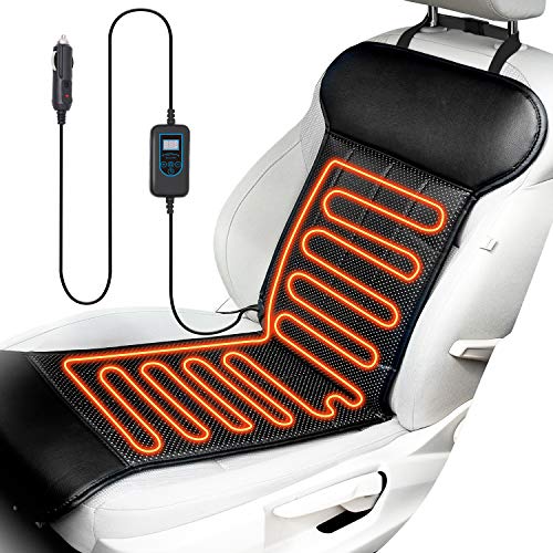 Product Cover ELUTO Heated Seat Cushion for Car Seat Heater Universal 12V Car Seat Cushion with Time Temperature Controller Heated Seat Covers Car Seat Warmer for Truck Home Office Chair