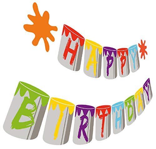 Product Cover Art Birthday Banner, Painting Happy Birthday Party Sign, Artist Bday Bunting Hanging Decorations
