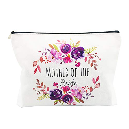 Product Cover Mother of The Bride Gifts Bridal Party Gifts Wedding Party Gifts Purple Flower Makeup Bag Pouch for Mom from Daughter