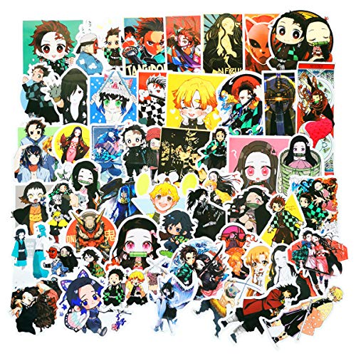 Product Cover Ghost Blade/Demon Slayer Waterproof Stickers/Decals (50 pcs) of Japanese Anime Cartoon Kamado Tanjirou Nezuko for Laptop Skateboard Water Bottle Phone Car Bicycle Luggage Guitar Computer PS4 (Ghost)