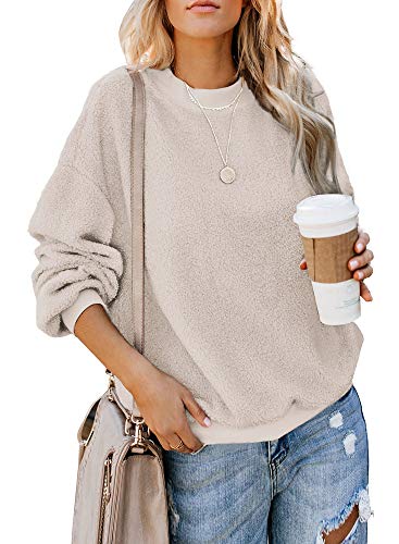 Product Cover Sousuoty Pullover Sweaters for Women Crewneck Long Sleeve Sweatshirts Fashion