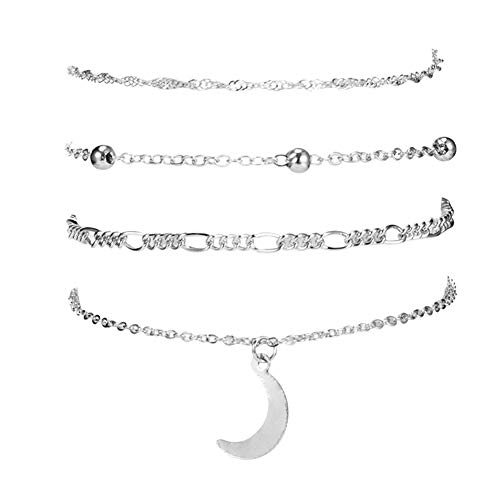 Product Cover SEniutarm 4Pcs/Set Summer Beach Moon Charm Anklet Sandals Barefoot Ankle Silver Jewelry Gift