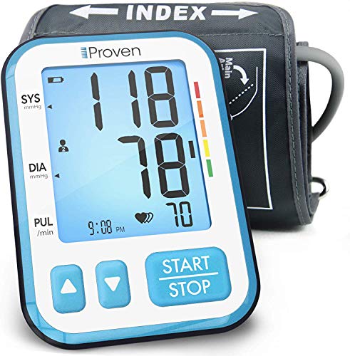 Product Cover iProven Home Blood Pressure Monitor - Digital Blood Pressure Meter with Upper Arm Cuff - Large Screen with Backlight - 120-reading Memory (60x2 Users) - Batteries Included