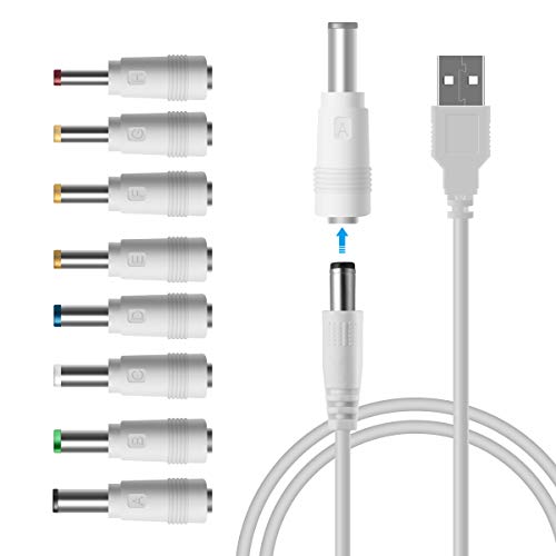Product Cover LANMU USB to DC Power Cable,8 in 1 Universal USB to DC Jack Charging Cable Power Cord with 8 Interchangeable Plugs Connectors Adapter for Router,Mini Fan,Speaker and More Electronics Devices