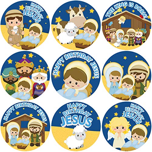 Product Cover Nativity Roll Stickers Happy Birthday Jesus Stickers for Christmas Classroom Decoration VBS
