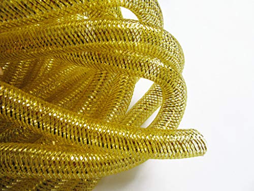 Product Cover YYCRAFT 10 Yards Solid Mesh Tube Deco Flex for Wreaths Cyberlox CRIN Crafts 16mm 5/8-Inch (Gold)