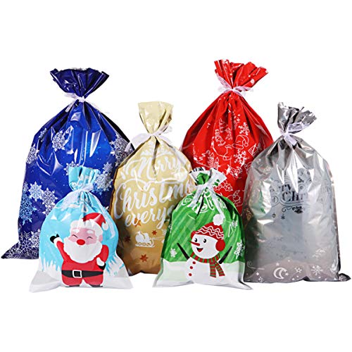Product Cover Cabilock 30pcs Christmas Gift Wrapping Bags Holiday Treats Bags Christmas Party Favor Pouch Goody Bags with Ribbon Ties