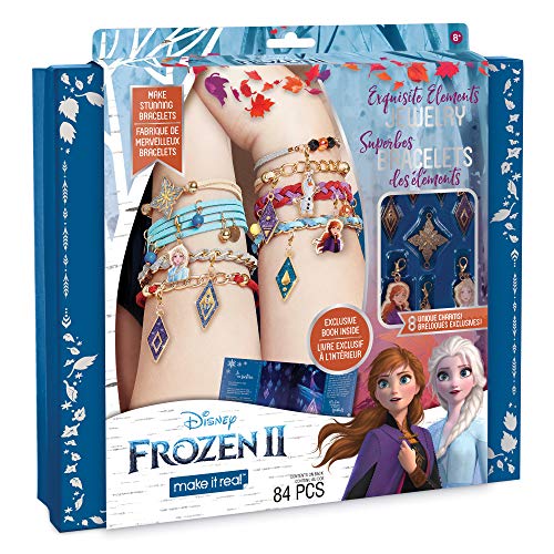 Product Cover Make It Real - Disney Frozen 2 Elements Jewelry Set. Disney Inspired DIY Charm Bracelet Making Kit for Girls. Design and Create Girls Bracelets with Frozen 2 Charms, Beads, Faux Suede and More