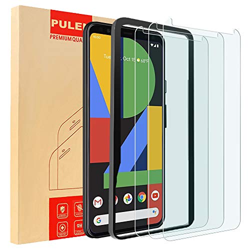 Product Cover (3-Pack) PULEN for Google Pixel 4 XL Screen Protector (Updated Version),HD Clear Scratch Resistant Bubble Free 9H Hardness Tempered Glass with Easy Installation Tray