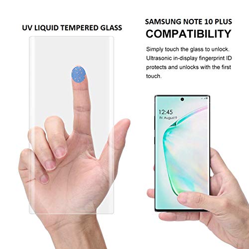 Product Cover GEAR NEXT Galaxy Note 10 plus Screen Protector, Full HD Curved Edge [Liquid UV Tempered Glass][Exclusive Solution for Ultrasonic Fingerprint] Easy Install Kit for Samsung Galaxy Note 10 Plus