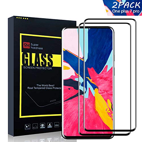 Product Cover KCEN OnePlus 7 Pro Screen Protector Glass [2 Pack], Full Coverage HD Tempered Glass Anti-Scratch Bubble-Free Screen Protector for OnePlus 7 Pro