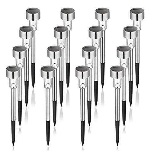 Product Cover GIGALUMI 16 Pack Solar Path Lights Outdoor,Solar Lights Outdoor Garden Led Light Landscape/Pathway Lights for Patio/Lawn/Yard/Driveway/Walkway (Stainless Steel)
