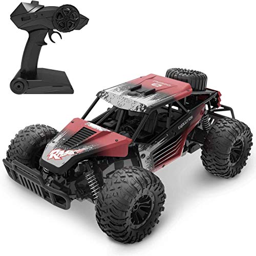 Product Cover DEERC DE37 Remote Control Car 1/16 Scale RC Cars, 20 KM/H RC Truck for Kids Adults, All Terrains Off Road Monster Truck, 30 Min Running Time Outdoor Cars Toy for Boys & Girls, Color Red