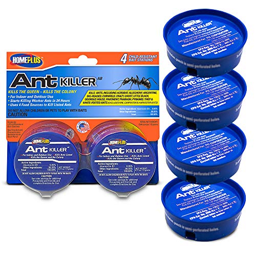 Product Cover Home Plus Ant Killer (4-Pack), Metal Ant Traps Indoor & Outdoor, Ant Bait Station, Effective Ant Control System, 4 Cans Ant Bait Traps, Ant Traps w/Food-Based Attractants, Pesticide-Free Ant Baits