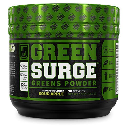 Product Cover Green Surge Green Superfood Powder Supplement - Keto Friendly Greens Drink w/Spirulina, Wheat & Barley Grass, Organic Greens - Green Tea Extract, Probiotics & Digestive Enzymes - Sour Apple - 30sv