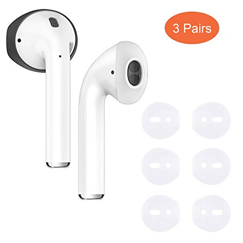 Product Cover {Fit in Case}Silicon airpods Tips Ear Skins and Covers Replacement Anti Slip Soft eartips Compatible with Apple AirPods 1 & 2 or EarPods Headphones/Earphones/Earbuds (3 Pairs Clear)