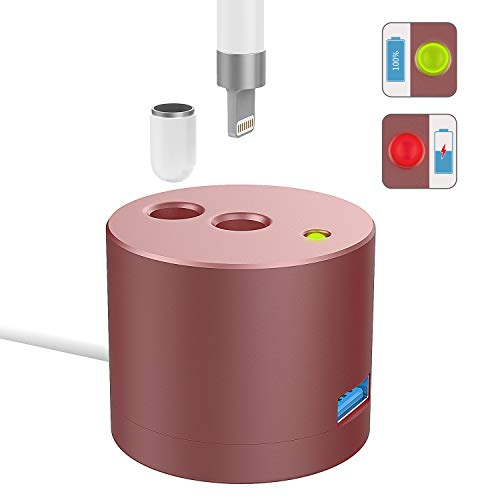 Product Cover MoKo [LED Charge Indicator Charging Stand Compatible with Apple Pencil 1st Gen, Aluminum Charger Dock Pencil Holder Fit iPad 10.2 2019, iPad Pro 12.9 10.5 9.7, iPad Air 3/Mini 5 2019 Pen - Wine Red