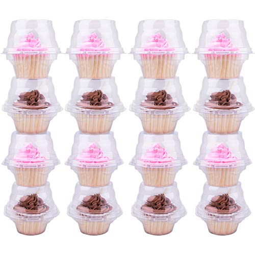 Product Cover Himetsuya Single Cupcake Boxes -50 packs -Stackable Regular Cupcake Carrier Holder, Thicker Clear Cupcake Boxes, Non-slip High Topping Cupcake Containers for Cupcakes, Muffins