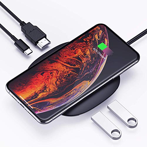 Product Cover AUKEY USB C Hub Adapter with Wireless Charger 5-in-1 Type-C Hub with 2 USB 3.0 Ports, 4K HDMI and 100W Power Delivery Compatible with MacBook Pro 2019/2018/2017, Google Chromebook/Pixelbook and More