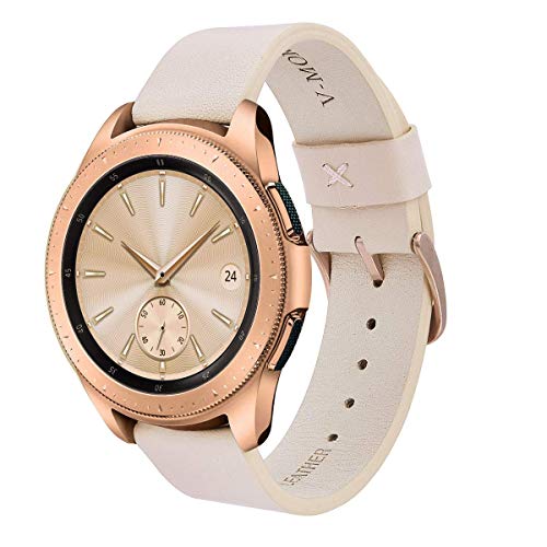 Product Cover V-MORO Leather Strap Compatible with Galaxy Watch 42mm Bands/Active 40mm Band with Rose Gold Stainless Steel Buckle Replacement for Samsung Galaxy Watch 42mm R810/Galaxy Watch Active 40mm R500 Women
