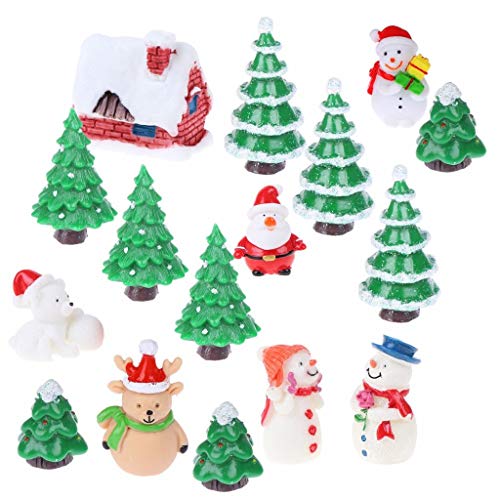 Product Cover OBANGONG Christmas Miniature Ornaments Kit with Resin Snowmen,Reindeer,Santa Clause,Xmas Tree Fairy Garden Dollhouse Decoration