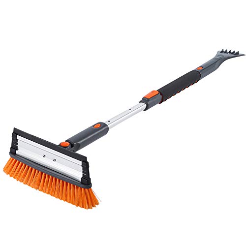 Product Cover SUPERJARE Telescoping Snow Brush with Integrated Ice Scraper & Squeegee Head, Extendable Snow Broom with Foam Grip Suitable for Small Car, Orange & Gray