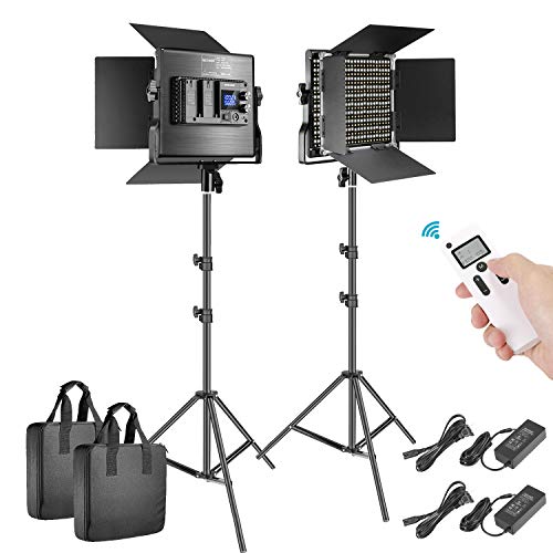 Product Cover Neewer 2 Packs Advanced 2.4G 660 LED Video Light Photography Lighting Kit, Dimmable Bi-Color LED Panel with LCD Screen, 2.4G Wireless Remote and Light Stand for Portrait Product Photography