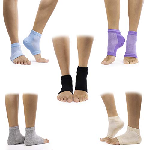 Product Cover Callus Remover Gel Moisturizing Socks For Men and Women - Natural Remedy For Cracked and Dry Heels (5 Pair) Black, Grey, Nude, Blue, and Purple (Best Used With Foot Cream)