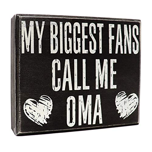 Product Cover JennyGems - My Biggest Fans Call Me Oma - Stand Up Wood Box Sign - Gifts for Oma, Oma Plaque, Oma Gift, Mothers Day. Grandma, Grandmother, Shelf Knick Knacks