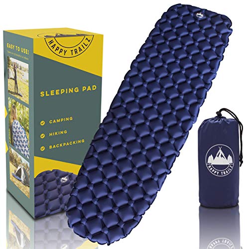 Product Cover Happy Trailz Camping Sleeping Pad | Premium Ultralight Inflatable Sleeping Pad for Backpacking, Hiking Air Mattress | Durable, Inflatable & Compact with Repair Kit | Lifetime Replacement