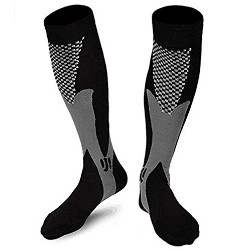 Product Cover ZFiSt Sport Medical Compression Socks Men Women,1-3Pair 20-30mmhg Nursing Running Compression Socks for Edema Diabetic Varicose Veins Travel Pregnancy Flight (Black, L-XL)