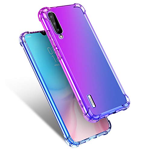Product Cover Starhemei for Xiaomi MI A3 Case, Xiaomi Mi CC9e Case, Shockproof Gasbag Case Gradient Color Anti-Fall Soft Silicone Anti-Drop Phone Case for Xiaomi Mi A3 (Purple&Blue)