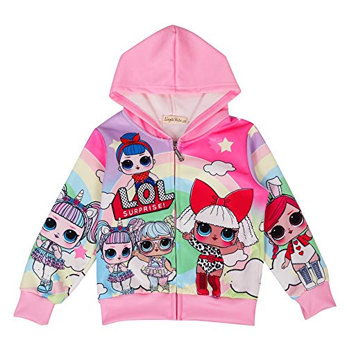 Product Cover ALaMing Girls Hoodie Zip Sweatshirt LOL Children Coat Cartoon Jacket Outwear Doll Surprise