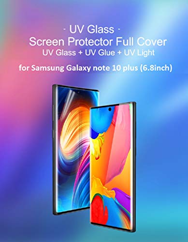 Product Cover GEAR NEXT Tempered Glass for Samsung Galaxy Note 10 Plus/Note 10+ Only [Solution for Ultrasonic Fingerprint] 9H Full 3D Curved Edge Shield Liquid Dispersion Tech with UV Light Kit Screen Protector