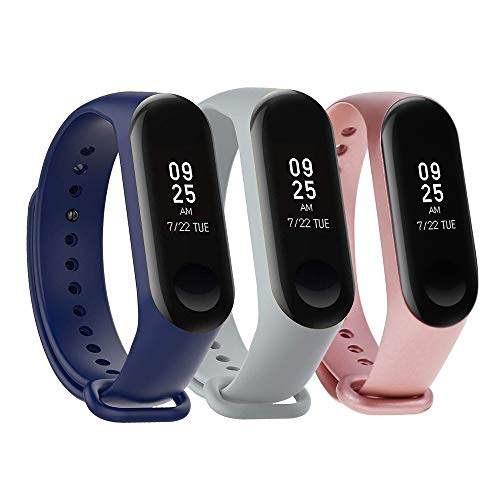 Product Cover Tkasing Band for Xiaomi 3/Xiaomi 4 Smartwatch Wristbands Replacement Accessaries Straps Bracelets for Mi3/Mi4 (Not for Mi1/2) (Navy Blue/Silver/Rose Gold)