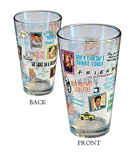 Product Cover Friends Famous Classic Quotes 16oz pint glass Friends The TV Show (1 Glass Included)