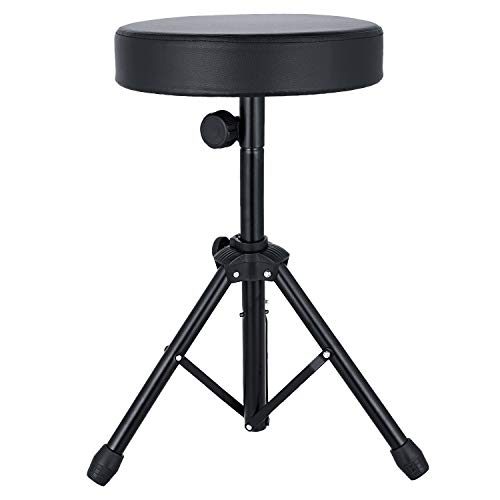 Product Cover Drum Thrones Adjustable Padded Drum Stool with Anti-Slip Feet for Adults and Kids (Black)