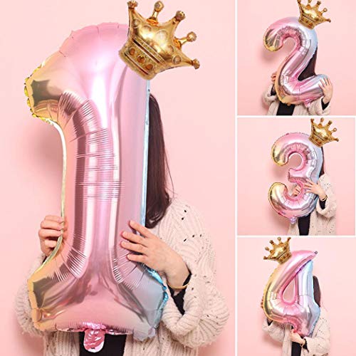 Product Cover cokil 32inch Children Birthday Party Crown Shape Coloured Decoration Digital Ballon