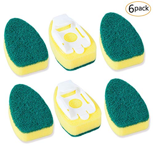 Product Cover 6 Pack Dish Wand Refills Sponge Heads, Heavy Duty Dish Wand Brush Replacement Sponge Dish Wands Pads for Kitchen Sink Cleaning Brush