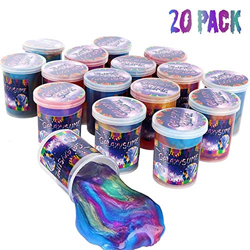 Product Cover EASYCITY Marbled Galaxy Slime, 20Pack Colorful Sludgy Gooey Fidget Kit for Sensory and Tactile Stimulation, Stress Relief, Prize, Party Favor, Educational Game - Kids, Boys, Girls