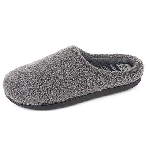 Product Cover RockDove Men's Fuzzy Fleece Memory Foam Clog Slipper with Rubber Sole