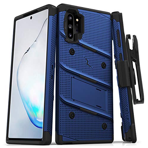 Product Cover ZIZO Bolt Series Samsung Galaxy Note 10 Plus Case | Heavy-Duty Military-Grade Drop Protection w/Kickstand Included Belt Clip Holster Lanyard (Blue/Black)