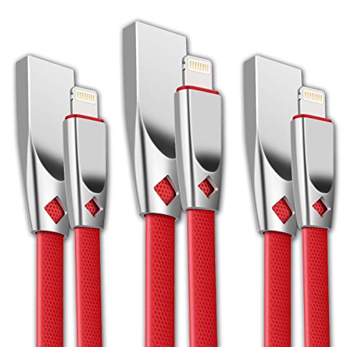 Product Cover Lightning Cable Charging Cable 3-Pack Nylsem MFI Certified Charger Cable with 1-Year Warranty Compatible with iPhone Xs Max/X 3pack 6 FT (Red)