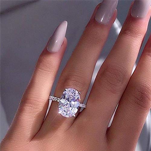 Product Cover Goldenchen Fashion Jewelry Platinum Plated Sterling Silver Women Wedding Rings 3 Carat Oval Cut Cubic Zirconia Solitaire Engagement Ring (7)