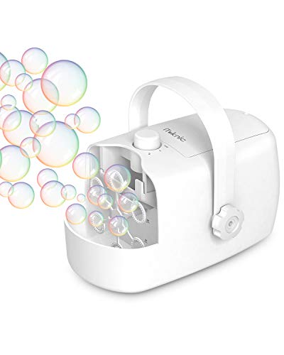 Product Cover iTeknic Bubble Machine, Automatic Bubble Blower, Portable Auto Bubble Maker with High Output for Outdoor/Indoor Use,Powered by Plug-in or Batteries , Bubble Toys and Gifts for Kids Girls Boys (White)
