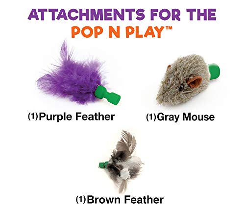 Product Cover Allstar Innovations Use with The Pop N Play; 3 Replacement Cat Toy Attachments; Includes One Mouse, One Fish and One Feather. Pets Know Best'
