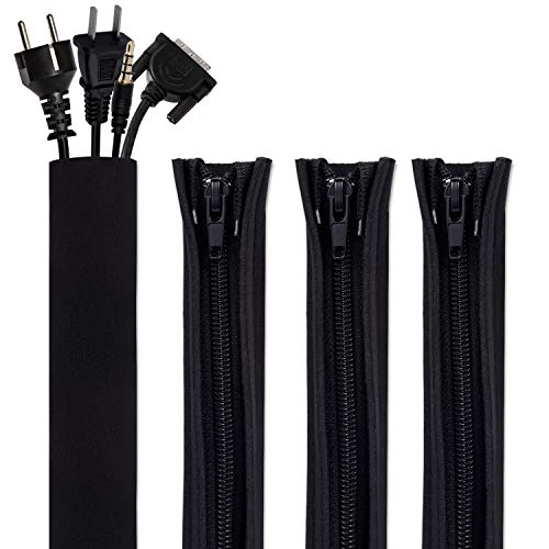 Product Cover 19.5-Inch Cable Management Sleeve, 4 Pack Flexible Cords Organizer with Cable Ties, Neoprene Wire Hider for TV Computer Office Theater (L) (M)