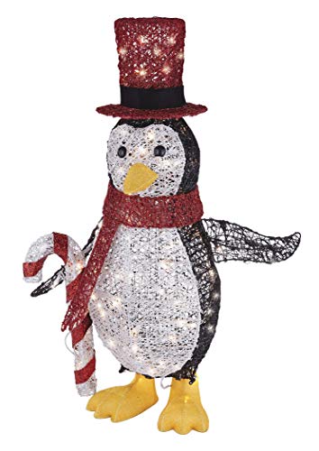 Product Cover NOMA Pre-Lit Light Up Incandescent Classic Penguin with Red Top Hat | Christmas Holiday Lawn Decoration | Indoor/Outdoor | 100 Count Lights | 2.75' Feet